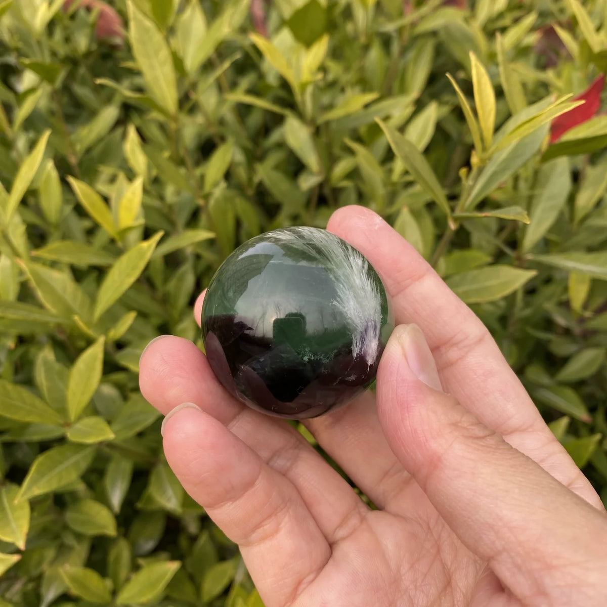 Natural Feather Fluorite Sphere