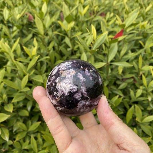 Natural Snowflake Lepidolite Crystal Sphere