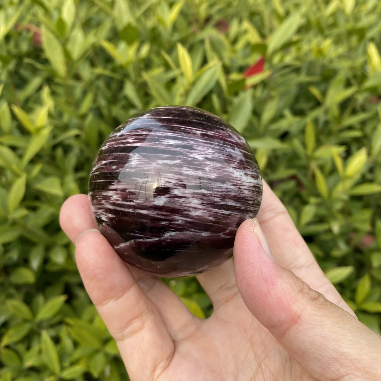Natural Purple Lepidolite Crystal Sphere
