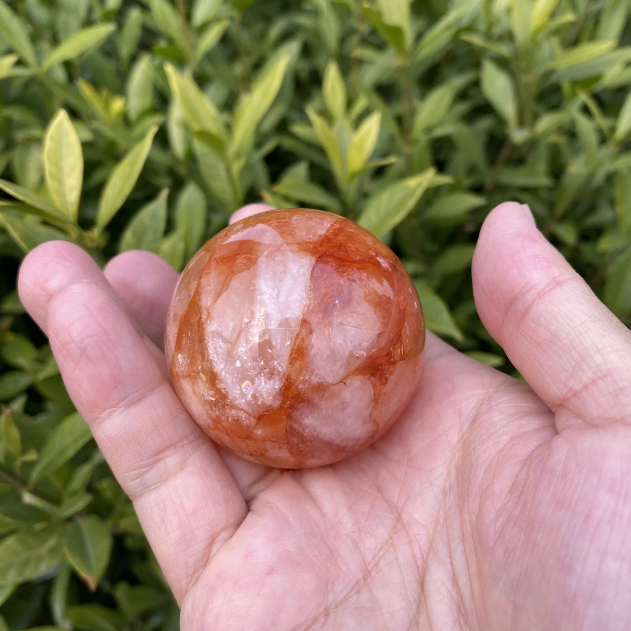 Natural Fire Quartz Crystal Sphere (Red Phantom Quartz)