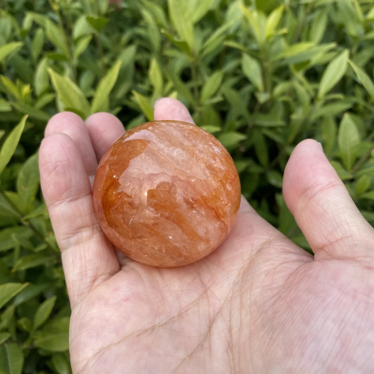 Natural Fire Quartz Crystal Sphere (Red Phantom Quartz)