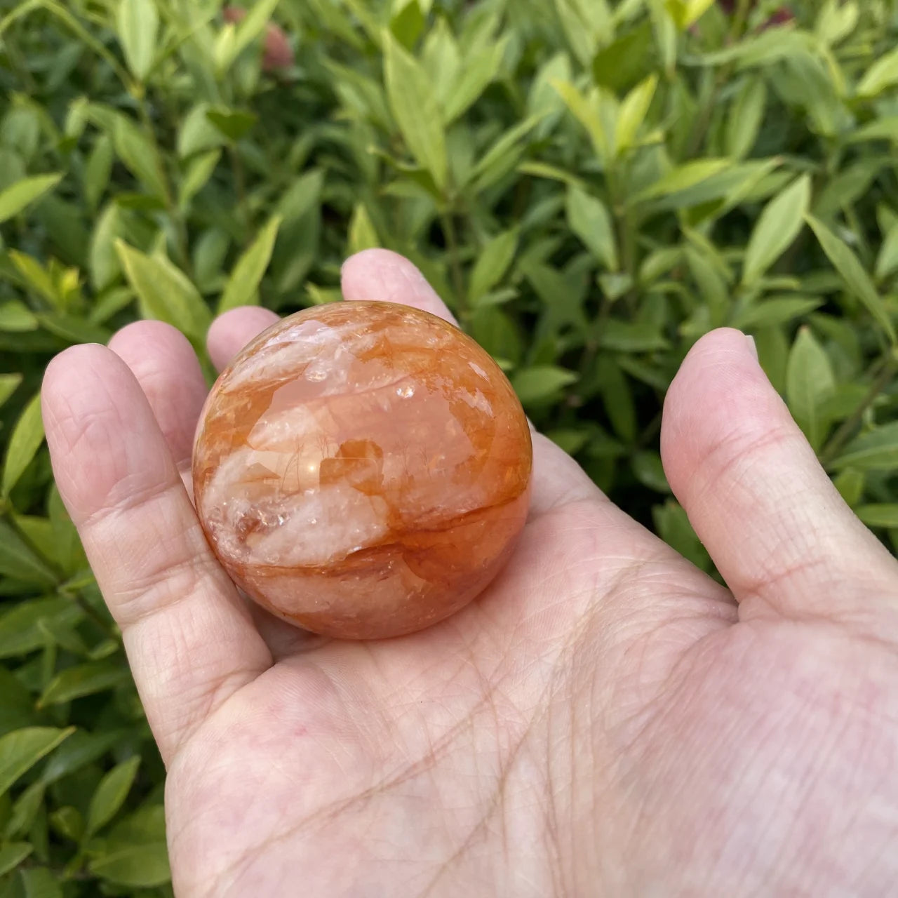 Natural Fire Quartz Crystal Sphere (Red Phantom Quartz)