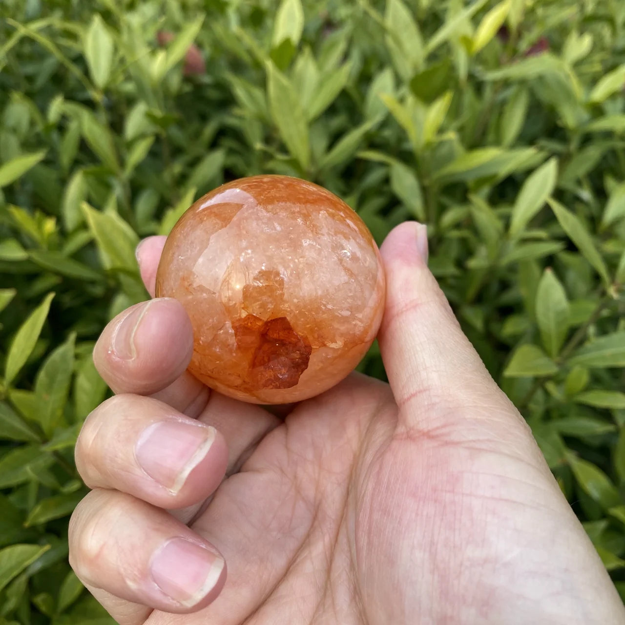 Natural Fire Quartz Crystal Sphere (Red Phantom Quartz)