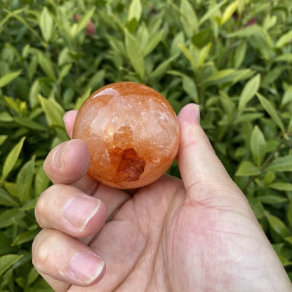 Natural Fire Quartz Crystal Sphere (Red Phantom Quartz)