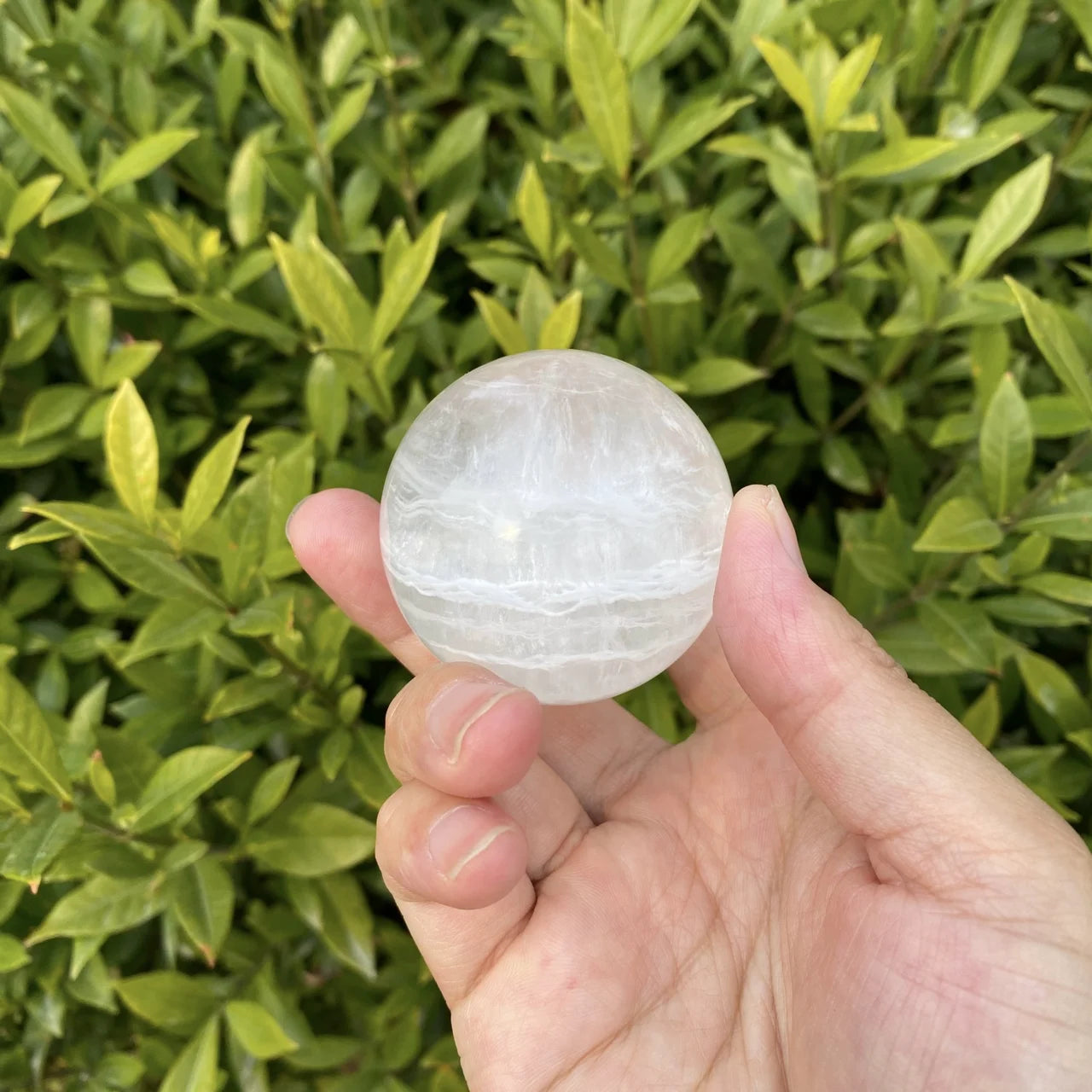 Natural White Phantom Fluorite Crystal Sphere