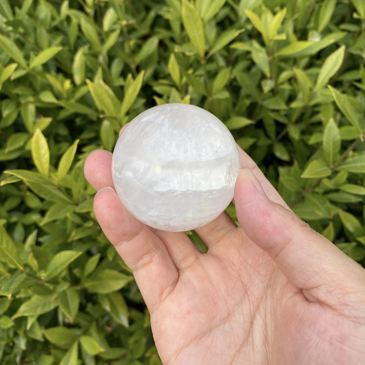 Natural White Phantom Fluorite Crystal Sphere