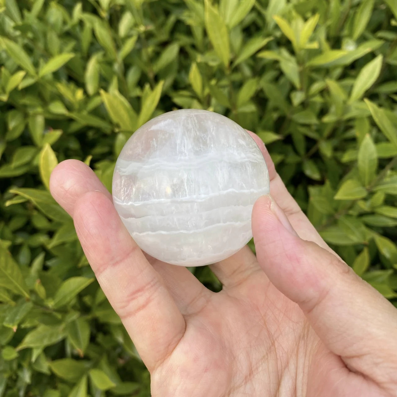 Natural White Phantom Fluorite Crystal Sphere