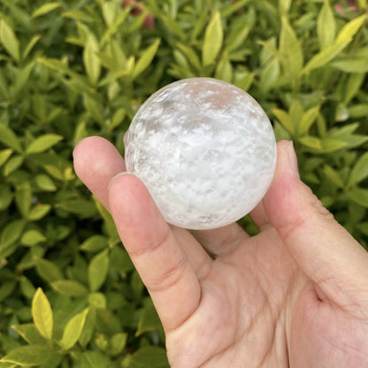 Natural White Phantom Fluorite Crystal Sphere