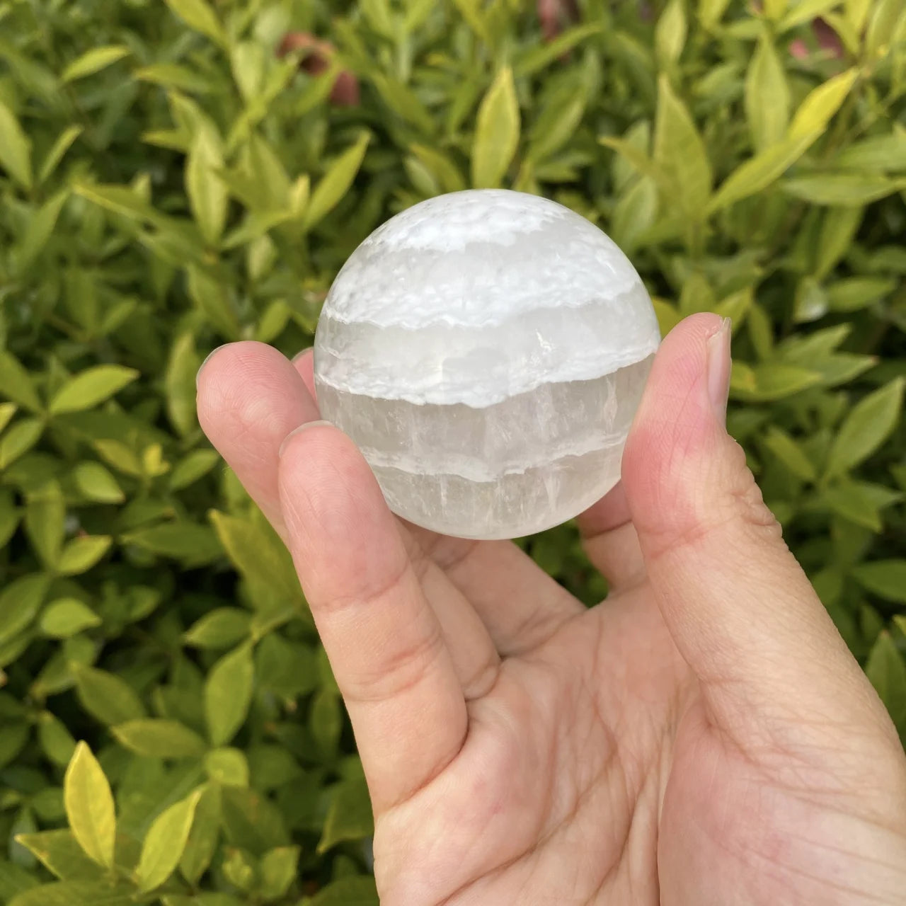 Natural White Phantom Fluorite Crystal Sphere