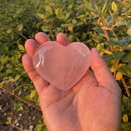 Natural Rose Quartz Heart Carving