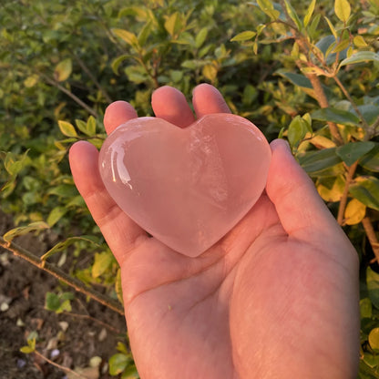 Natural Rose Quartz Heart Carving