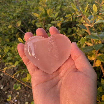 Natural Rose Quartz Heart Carving