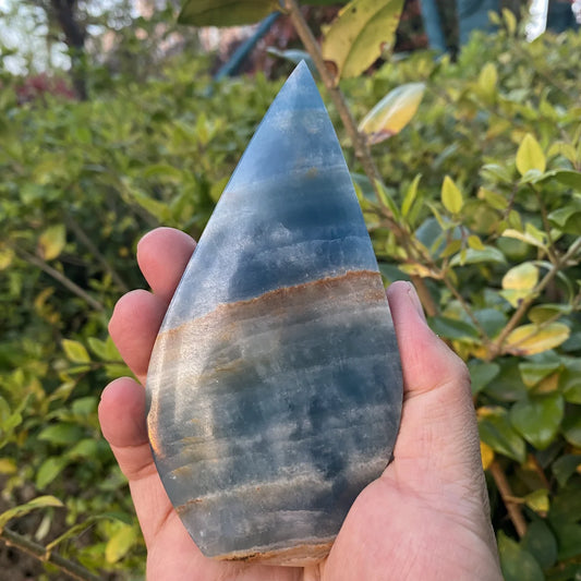 Natural Blue Calcite Water Drop Carving