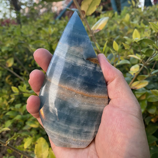 Natural Blue Calcite Water Drop Carving