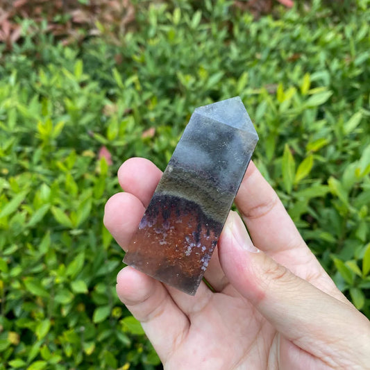 Natural Aurora Fluorite Tower Carving