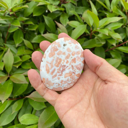 Natural Pink Agate Palm Stone