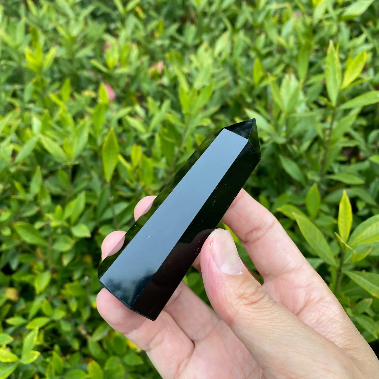 Natural Black Obsidian Tower Carving