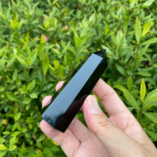 Natural Black Obsidian Tower Carving