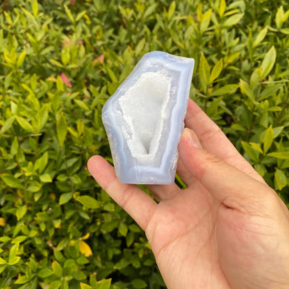 Natural Blue Lace Agate Geode Carving
