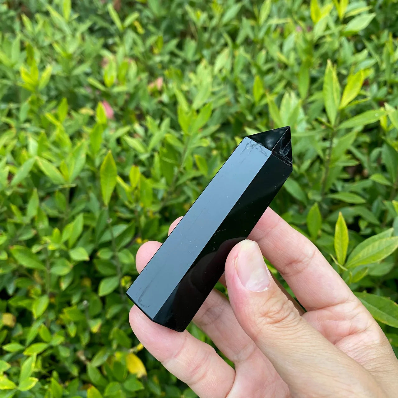 Natural Black Obsidian Tower Carving