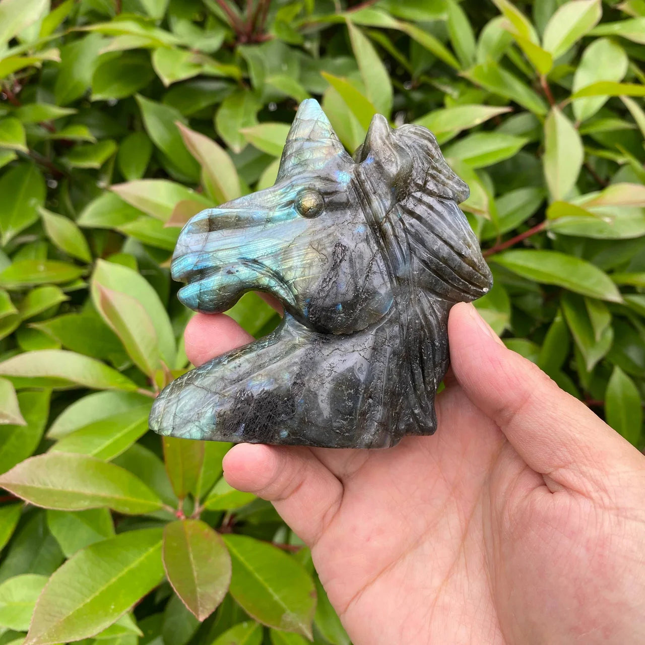 Natural Labradorite Unicorn Carving