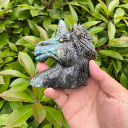Natural Labradorite Unicorn Carving