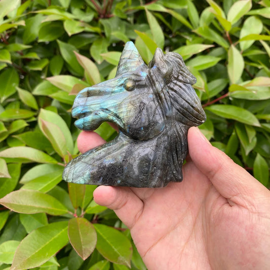 Natural Labradorite Unicorn Carving