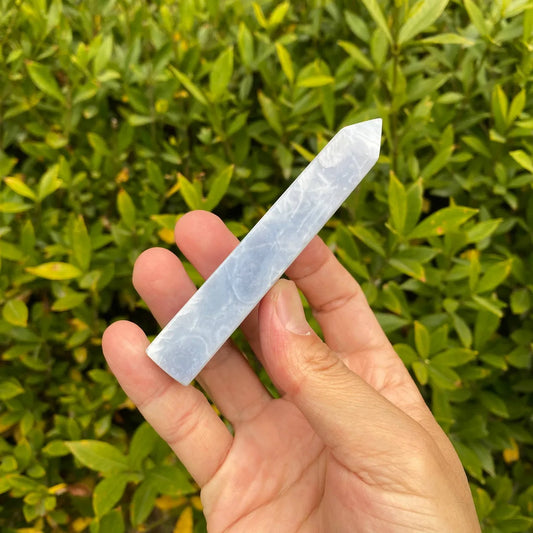 Natural Blue Lace Agate Tower Carving