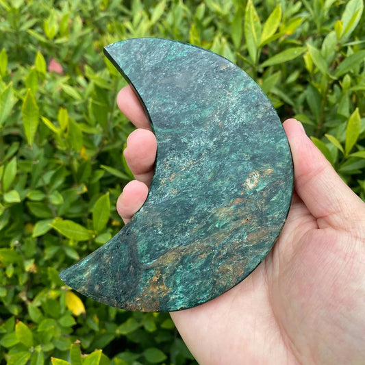 Natural Green Mica Moon Carving