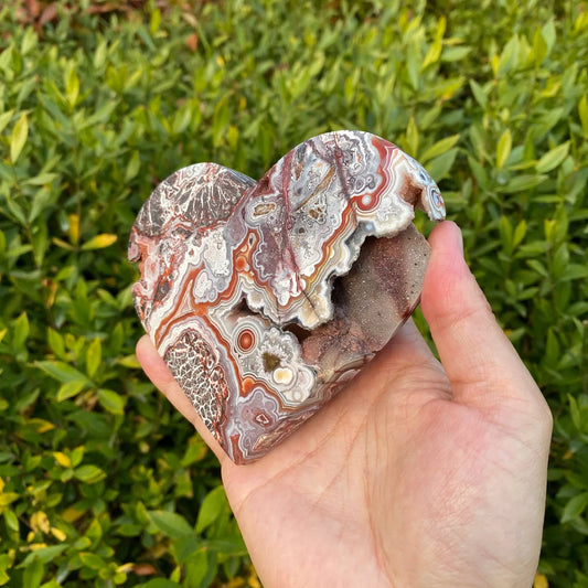 Natural Mexican Agate Heart Carving
