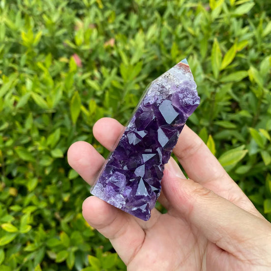 Natural Amethyst Geode Tower Carving