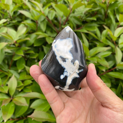 Natural Orca Agate Flame Carving