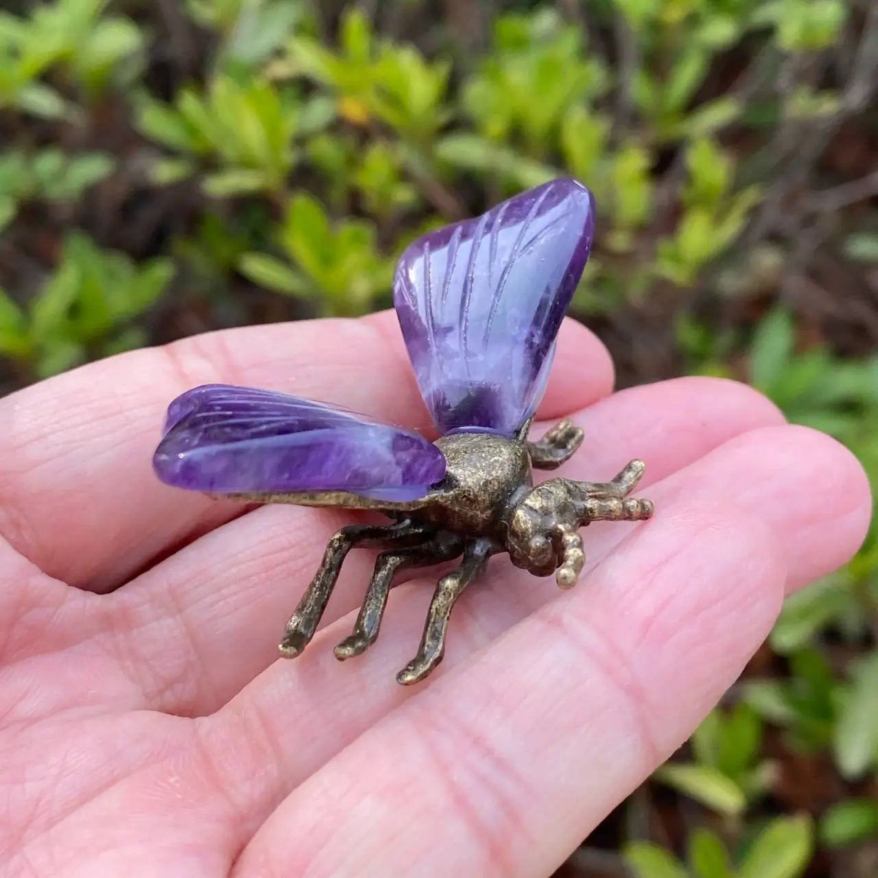 Natural Amethyst Animal Carvings – Bee and Spider