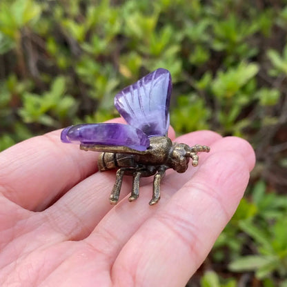 Natural Amethyst Animal Carvings – Bee and Spider
