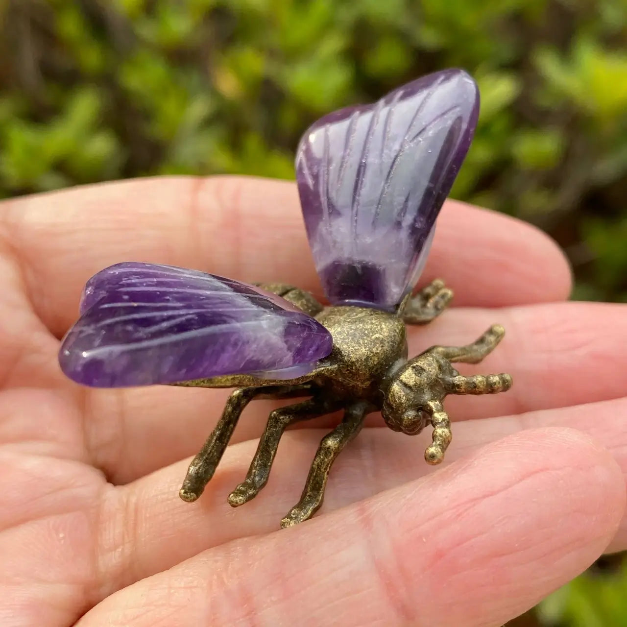 Natural Amethyst Animal Carvings – Bee and Spider