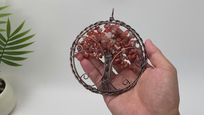 Natural Fire Quartz Twisted-Wire Tree Ornament