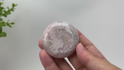 Natural Cherry Blossom Agate Floral-Inclusion Palm Stone