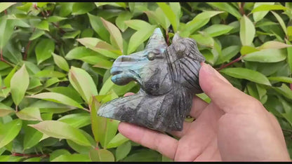 Natural Labradorite Unicorn Carving