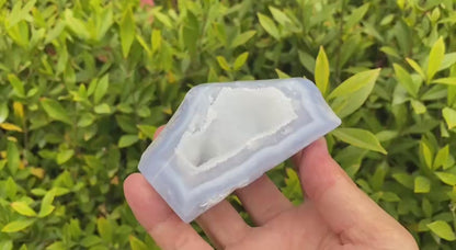 Natural Blue Lace Agate Geode Carving