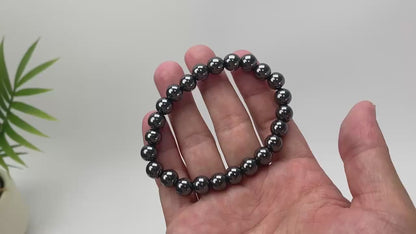 Natural Hematite Mirror-Shine Beaded Bracelet