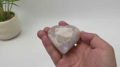 Natural Moonstone Blue Adularescence Heart