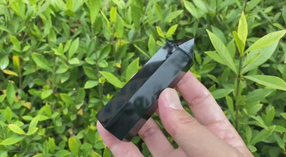 Natural Black Obsidian Tower Carving