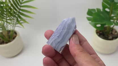 Natural Blue Lace Agate Tower Carving