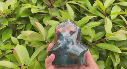 Natural Ocean Jasper Flame Carving