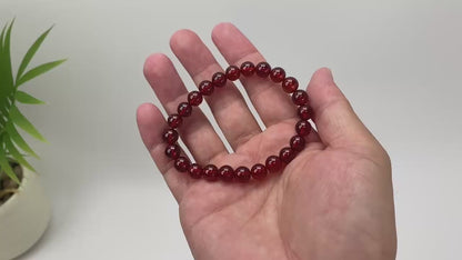 Natural Garnet Deep Red Beaded Bracelet