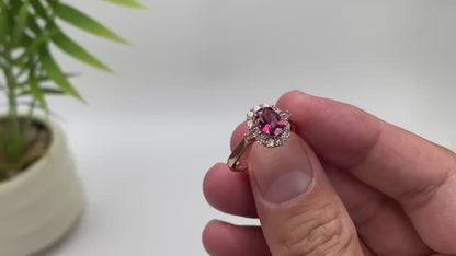 Natural Pyrope Garnet Adjustable Open Ring · 18K Gold-Plated 925 Sterling Silver