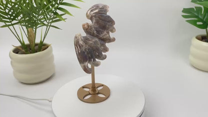 Natural Blue Adularescence Moonstone Bat with Stand