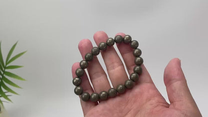 Natural Pyrite Metallic-Luster Beaded Bracelet