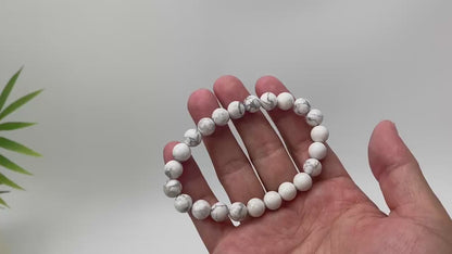 Natural Howlite Marble-Patterned Beaded Bracelet