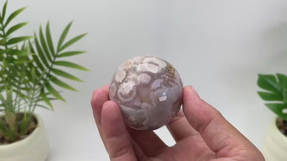 Natural Cherry Blossom Agate Sphere